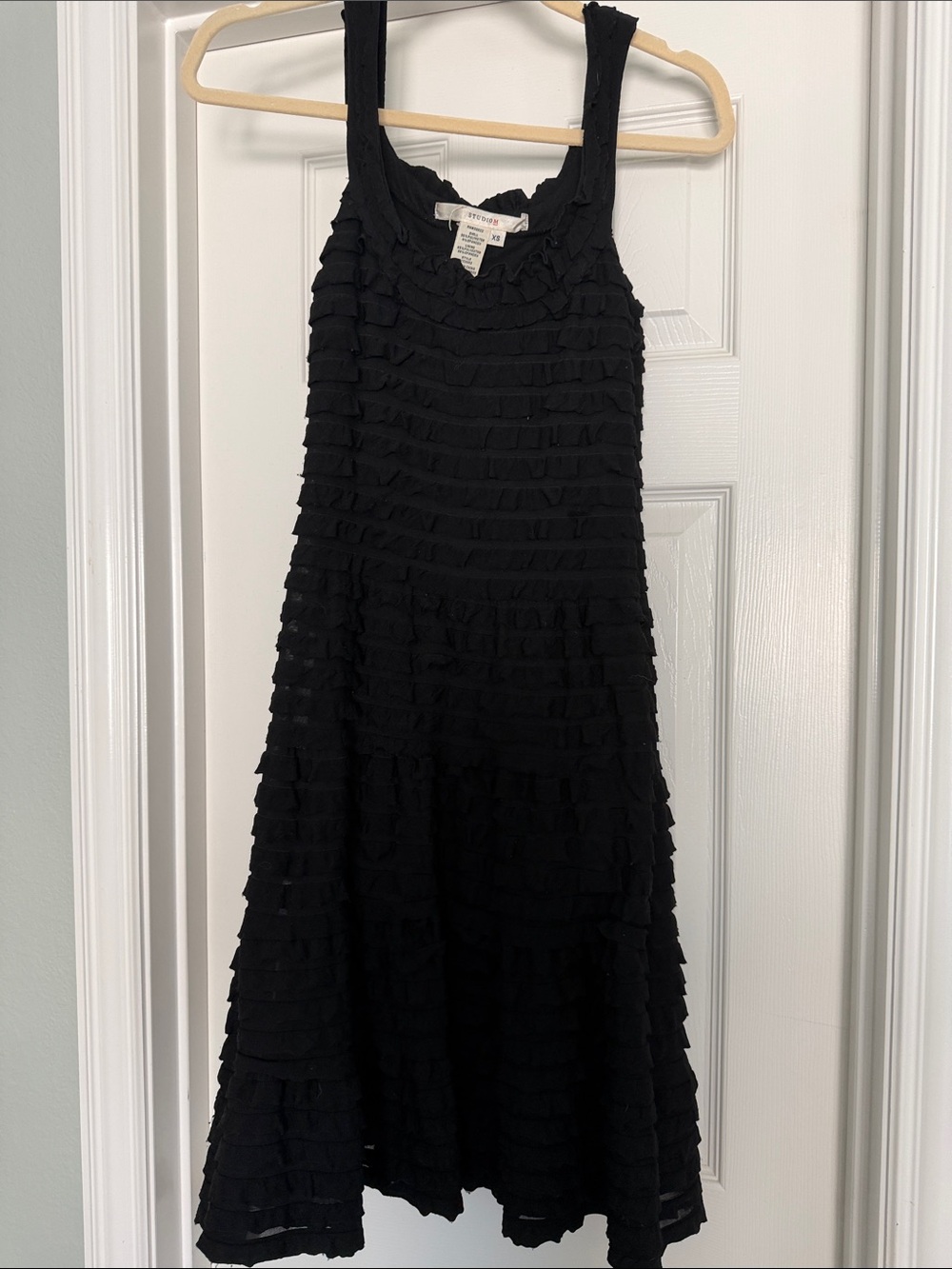 Studio M Black Ruffled Midi Tank Dress